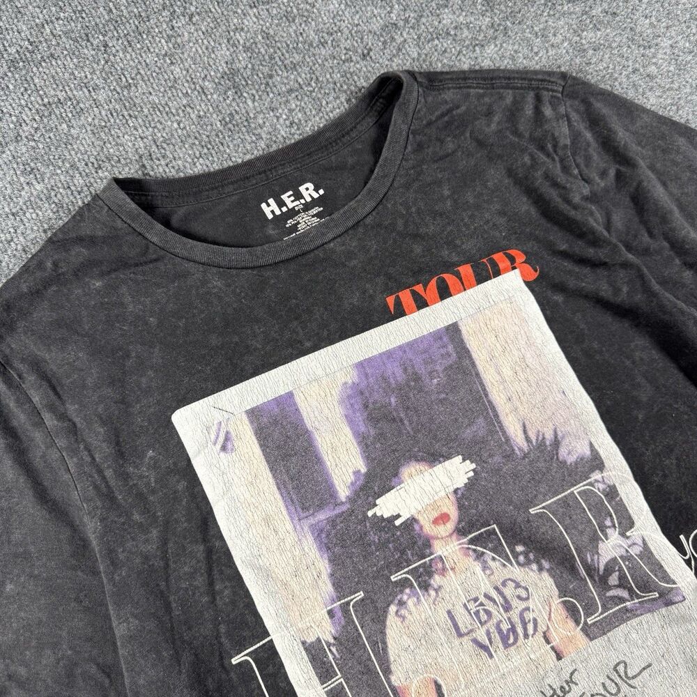 H.E.R I Used To Know HER Tour Short Sleeve T-Shirt Size L Black Tee